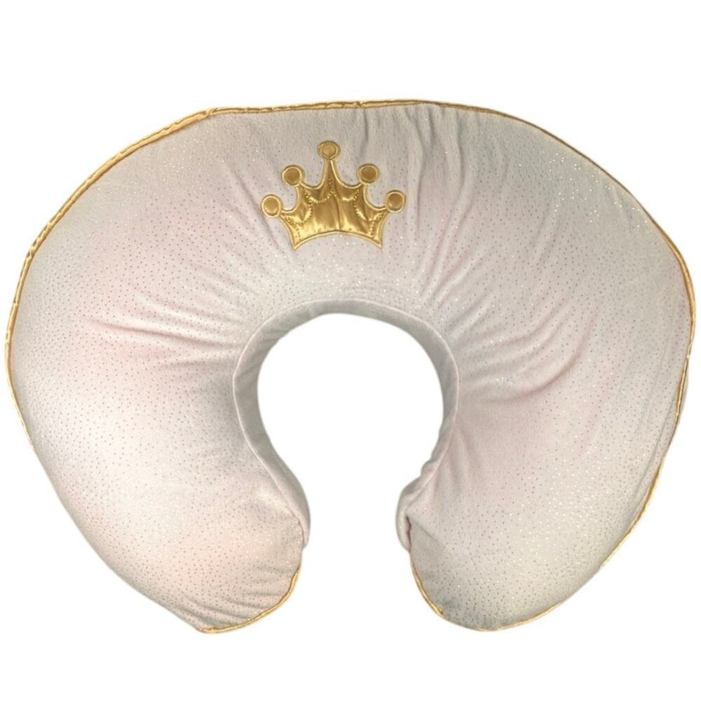 Boppy Nursing Pillow Pink Gold Crown Embroidery Royal Princess
